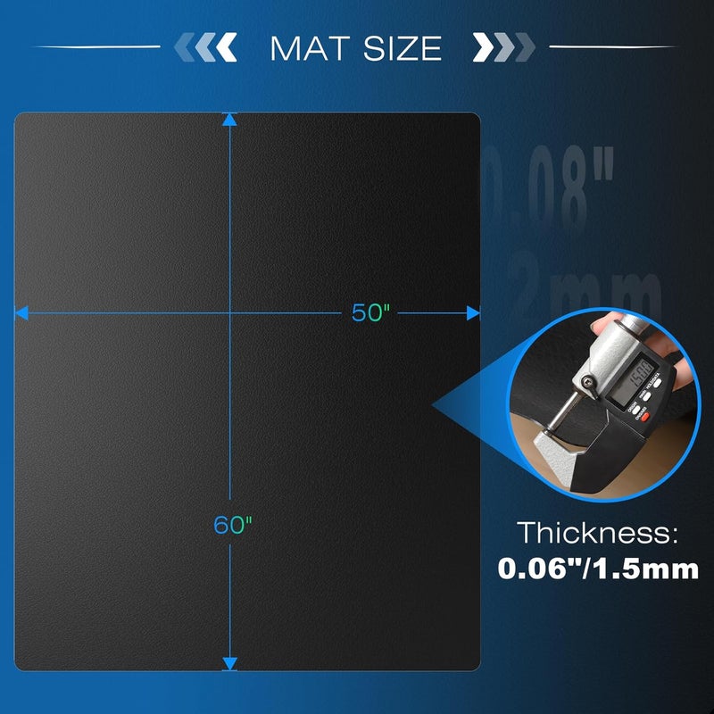 FUNMAT Chair Mat for Hardwood Floor, 60" x 50" Easy Glide Large Chair Mat for Rolling Chair, Anti-Slip Floor Protector Under Desk Mat, Vinyl Floor Mat for Gaming Room Home Office, Black - Image 2